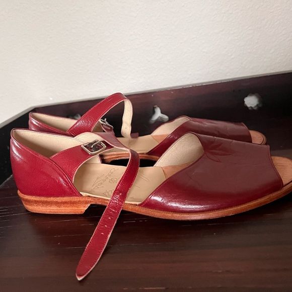 Cordwainer’s Handmade Leather Single Strap Open Toe Sandals Size 7.5-8 - Picture 2 of 9